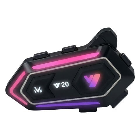 GP KATJMER Y20 Bluetooth 5.3 RGB Işıklı IPX6 Motosiklet Kask Kulaklığı Intercom