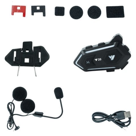 GP KATJMER Y20 Bluetooth 5.3 RGB Işıklı IPX6 Motosiklet Kask Kulaklığı Intercom