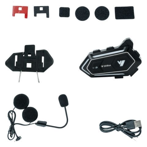 GP KATJMER Y20 MAX Bluetooth 5.3 300M Çift Yönlü RGB Işıklı Motosiklet Kask Kulaklığı Intercom