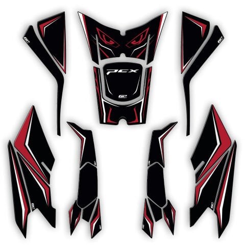 GP Kompozit Honda PCX 125 / 150 2025 Uyumlu Full Tank Pad Seti Kırmızı