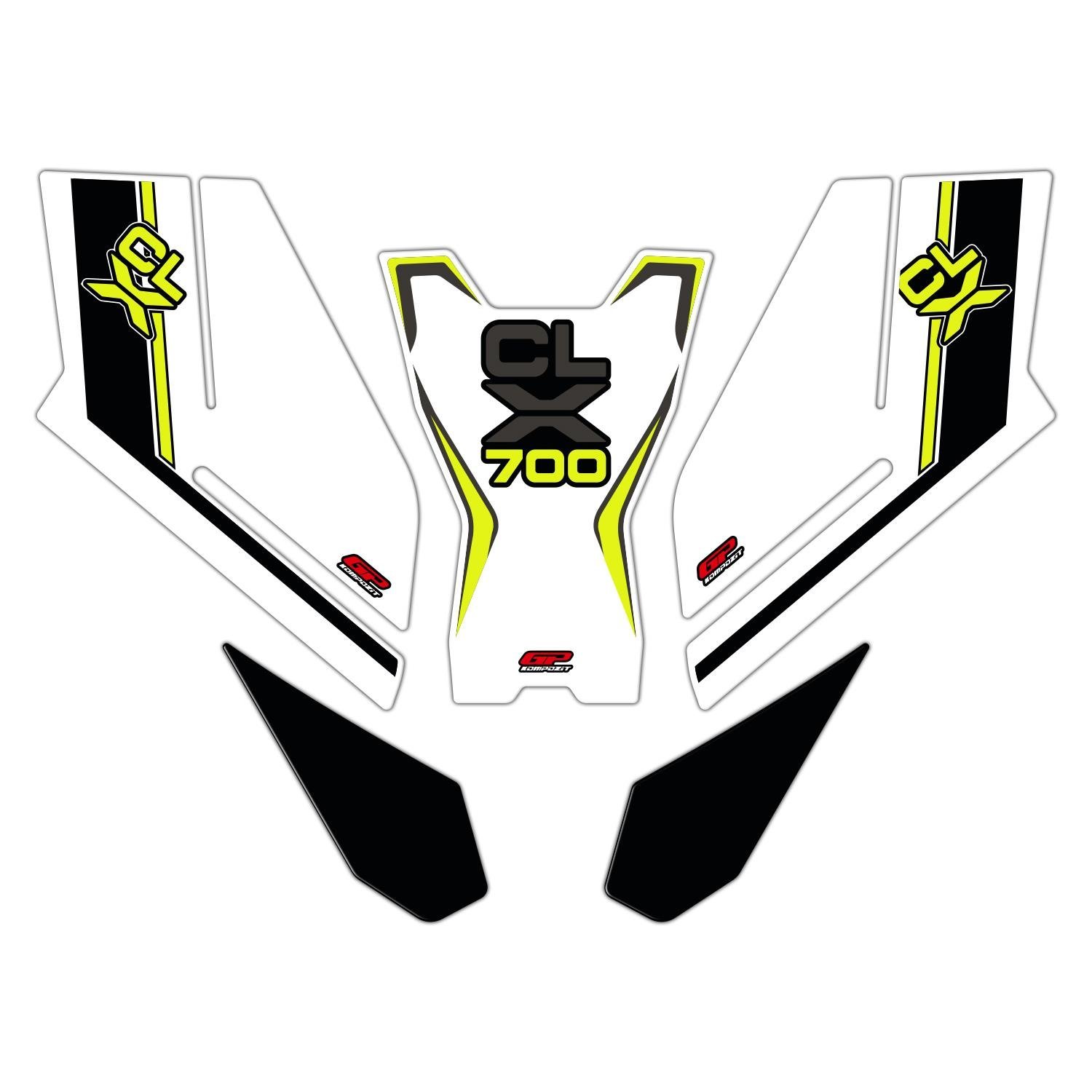 GP Kompozit CF Moto 700 CL-X 2022-2024 Uyumlu Tank Pad Seti Sarı