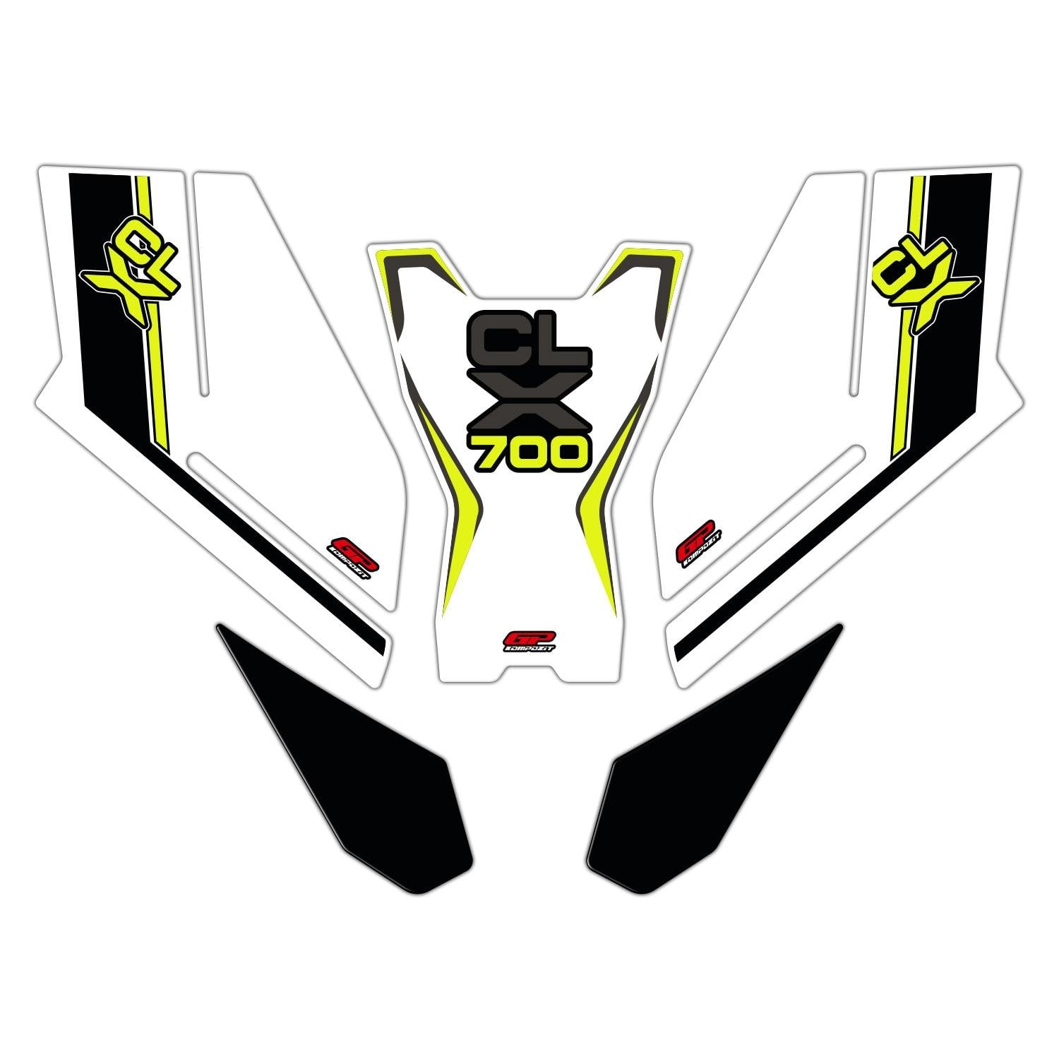GP Kompozit CF Moto 700 CL-X 2022-2026 Uyumlu Tank Pad Seti Sarı