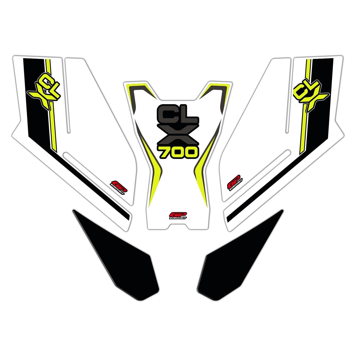 GP Kompozit CF Moto 700 CL-X 2022-2026 Uyumlu Tank Pad Seti Sarı