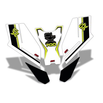 GP Kompozit CF Moto 700 CL-X 2022-2024 Uyumlu Tank Pad Seti Sarı