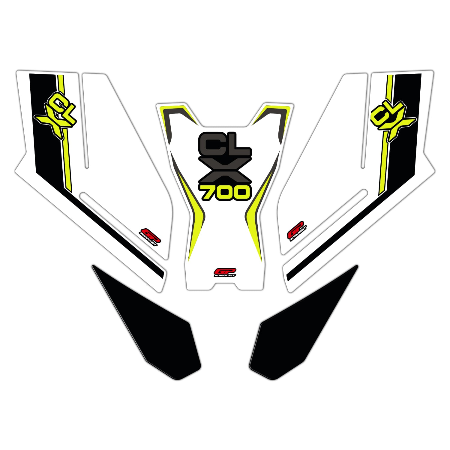 GP Kompozit CF Moto 700 CL-X 2022-2026 Uyumlu Tank Pad Seti Sarı