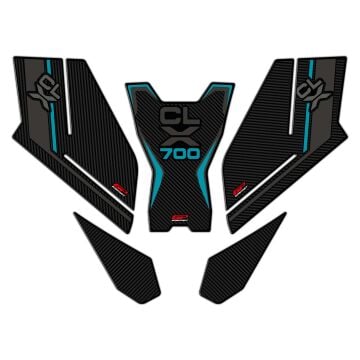 GP Kompozit CF Moto 700 CL-X 2022-2024 Uyumlu Tank Pad Seti Turkuaz