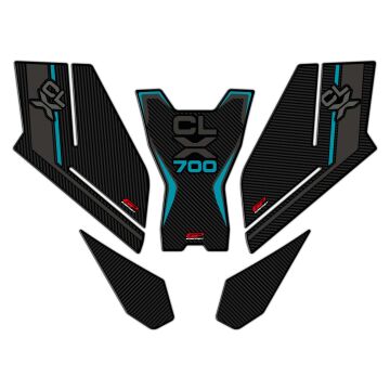 GP Kompozit CF Moto 700 CL-X 2022-2024 Uyumlu Tank Pad Seti Turkuaz