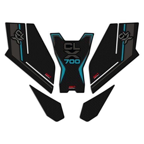GP Kompozit CF Moto 700 CL-X 2022-2026 Uyumlu Tank Pad Seti Turkuaz
