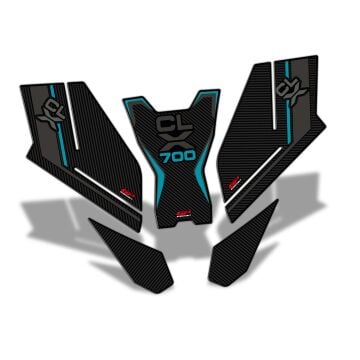 GP Kompozit CF Moto 700 CL-X 2022-2024 Uyumlu Tank Pad Seti Turkuaz
