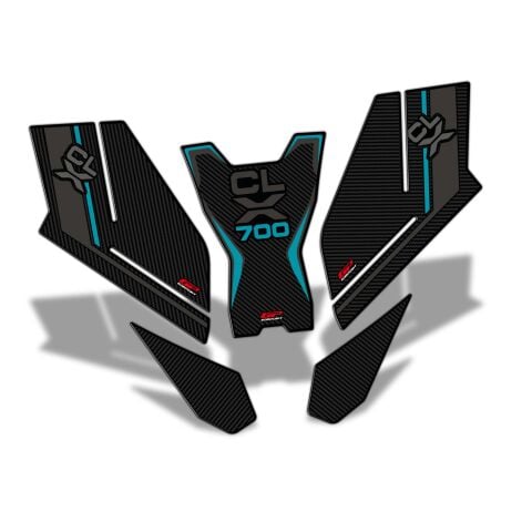 GP Kompozit CF Moto 700 CL-X 2022-2024 Uyumlu Tank Pad Seti Turkuaz