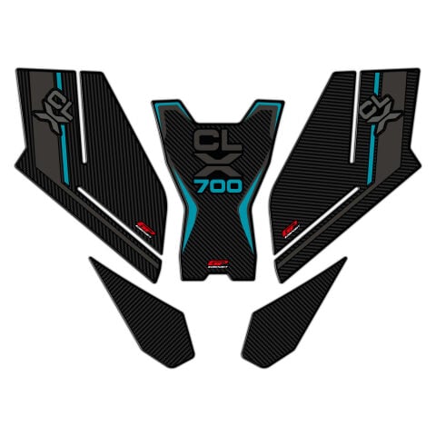 GP Kompozit CF Moto 700 CL-X 2022-2026 Uyumlu Tank Pad Seti Turkuaz