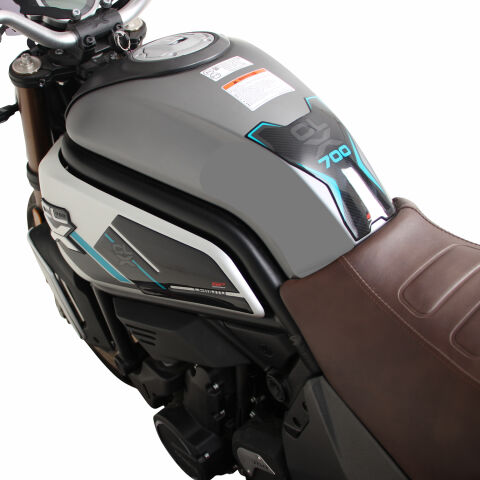 GP Kompozit CF Moto 700 CL-X 2022-2026 Uyumlu Tank Pad Seti Turkuaz