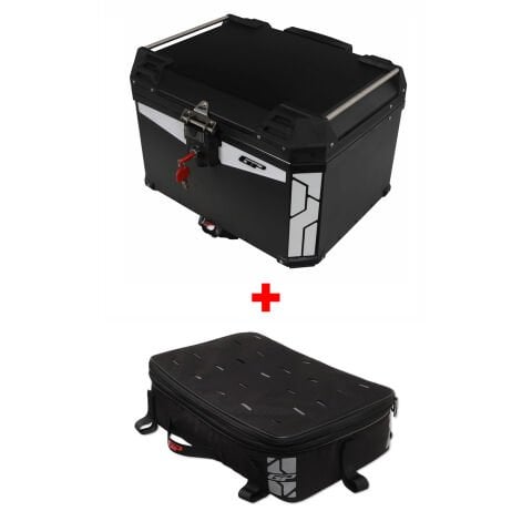 GP Kompozit Universal 57 lt Alüminyum ve Kumaş Motosiklet Çanta Seti Siyah