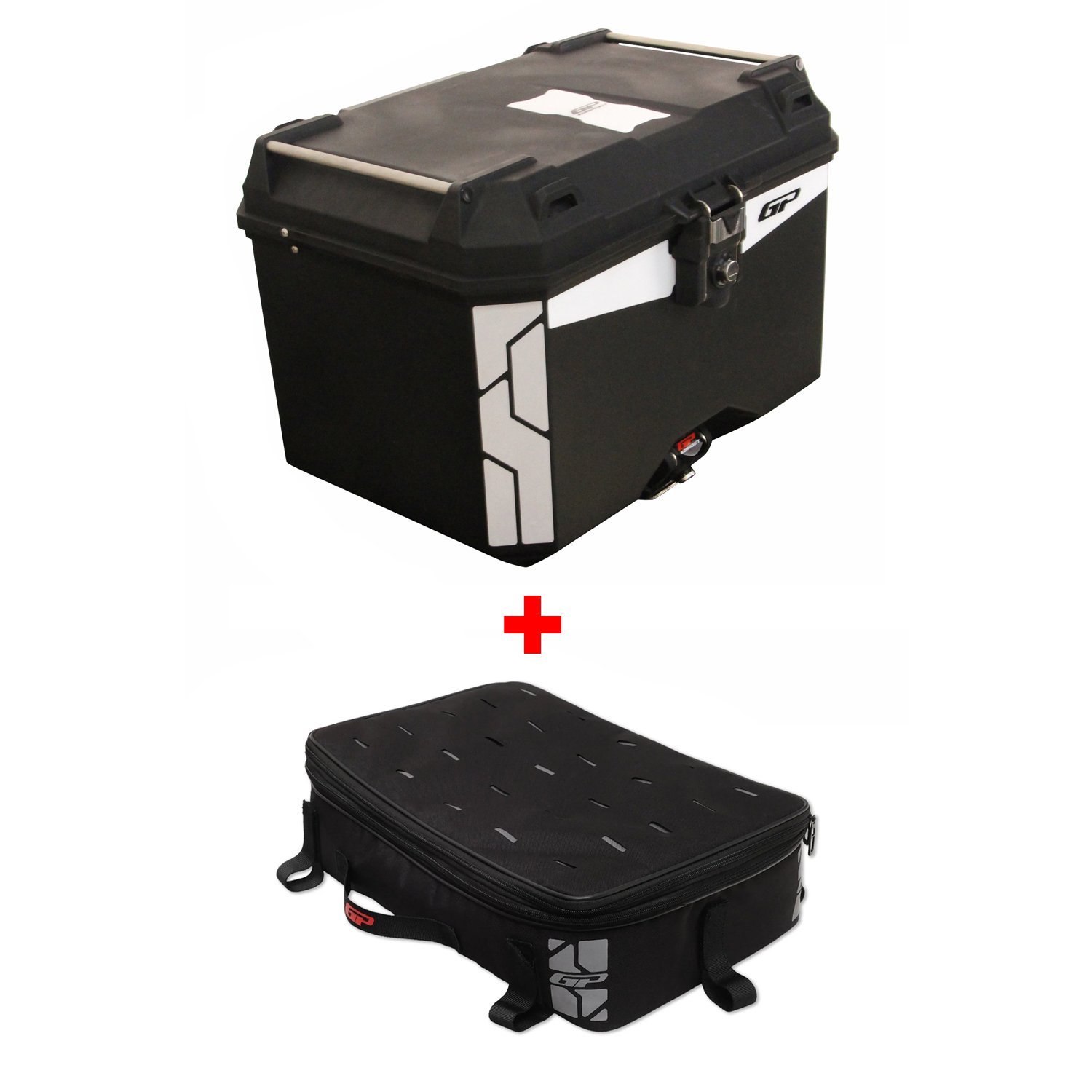 GP Kompozit Universal 45 lt Plastik ve Kumaş Motosiklet Çanta Seti Siyah