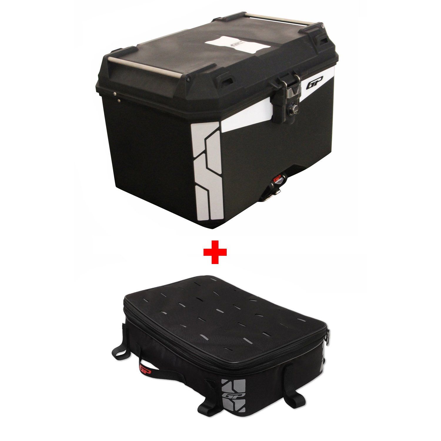 GP Kompozit Universal 45 lt Plastik ve Kumaş Motosiklet Çanta Seti Siyah