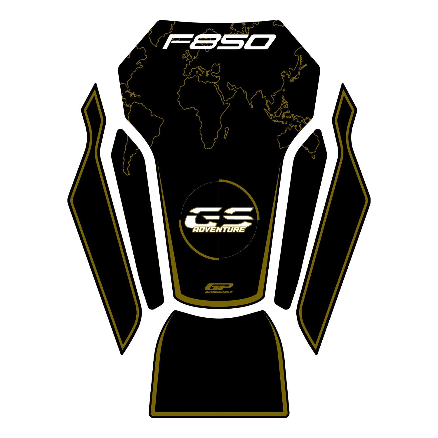 GP Kompozit BMW F 850 GS 2018-2024 Uyumlu Tank Pad Siyah