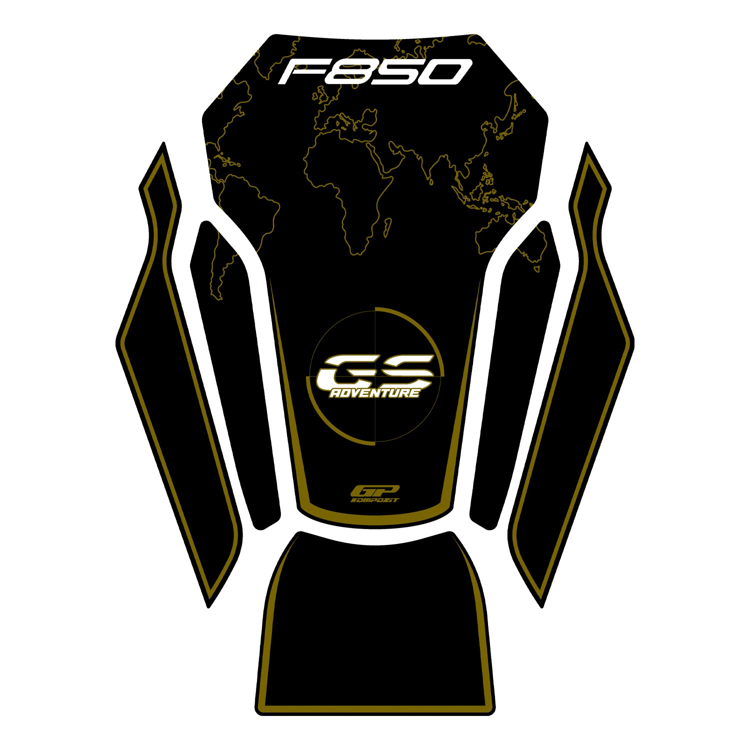 GP Kompozit BMW F 850 GS 2018-2024 Uyumlu Tank Pad Siyah